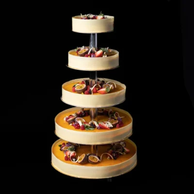 Bryllupskake pasjonsfrukt 110-134 pers 5 etasjer