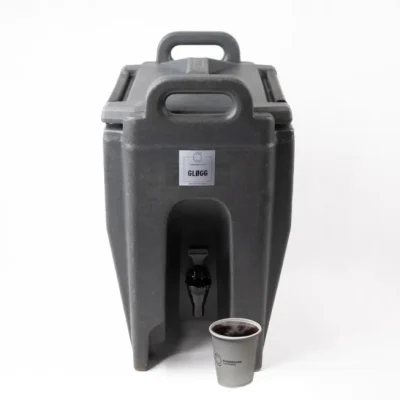 Gløgg, nøtter/rosiner, kopp og skje, 10 liter