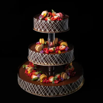 Bryllupskake sjokolade 50-60 pers 3 etasjer