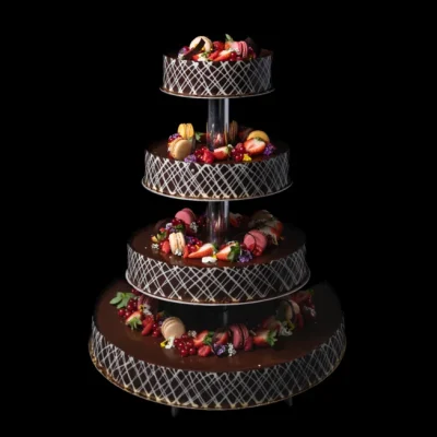 Bryllupskake sjokolade 80-98 pers 4 etasjer